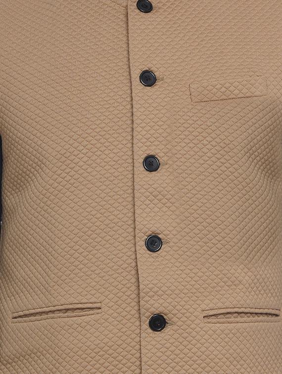 brown self design nehru jacket - 16973804 - Zoom Image - 5