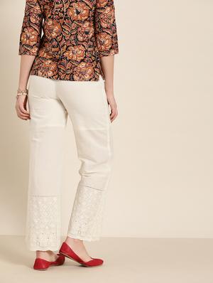 white cotton straight palazzo - 16974927 - Standard Image - 2
