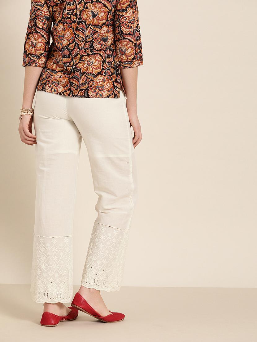 white cotton straight palazzo - 16974927 - Zoom Image - 2