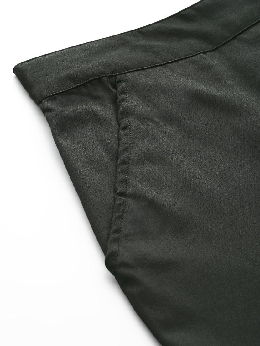 green cotton flat front trousers - 16974932 - Zoom Image - 5