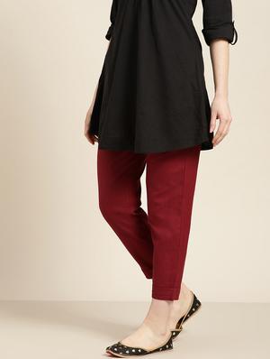 red cotton straight tapered pant - 16974933 - Standard Image - 2