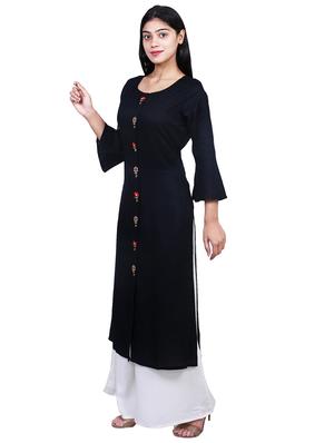 bell sleeves solid straight kurta - 16976358 - Standard Image - 2