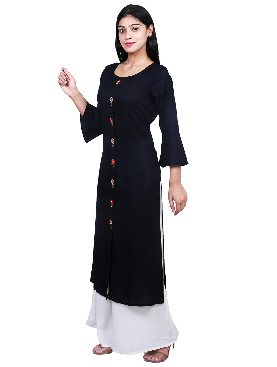 bell sleeves solid straight kurta - 16976358 - Zoom Image - 2