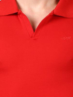 red solid collared t-shirt - 16976848 - Standard Image - 5