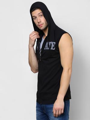 black typographic print hooded t-shirt - 16976855 - Standard Image - 2