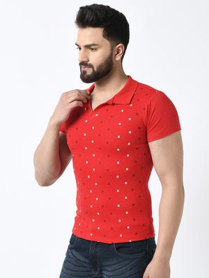 red printed collared t-shirt - 16976885 - Standard Image - 2