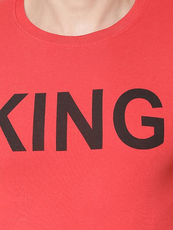 red typographic chest print t-shirt - 16976927 - Zoom Image - 5