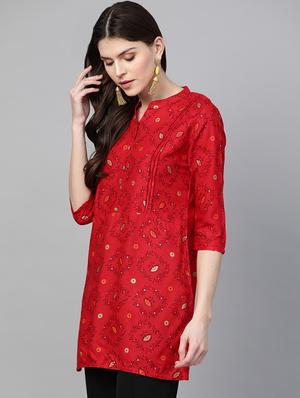 printed straight kurti - 16978288 - Standard Image - 2