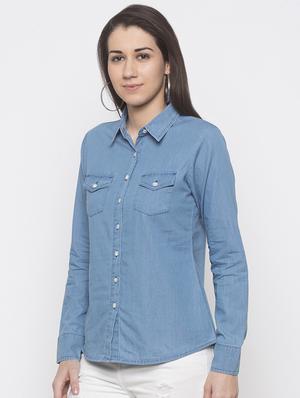 long sleeved denim shirt - 16978916 - Standard Image - 2
