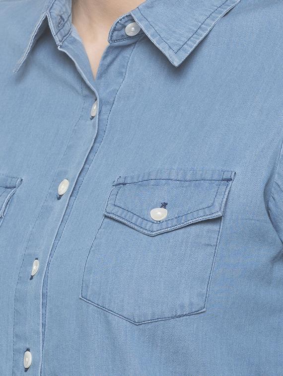long sleeved denim shirt - 16978916 - Zoom Image - 5