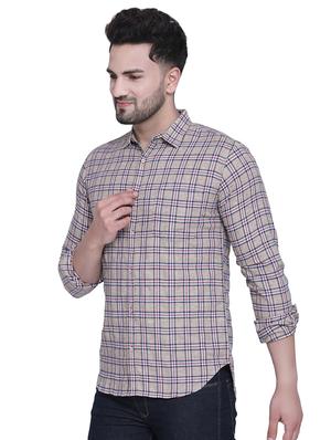 beige checkered casual shirt - 16979333 - Standard Image - 2