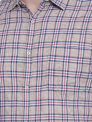 beige checkered casual shirt - 16979333 - Standard Image - 5