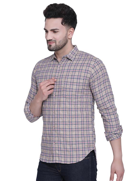beige checkered casual shirt - 16979333 - Zoom Image - 2