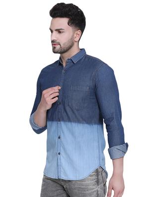 blue ombre denim casual shirt - 16979341 - Standard Image - 2