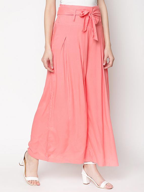 tie up waist flared palazzo - 16979707 - Zoom Image - 2