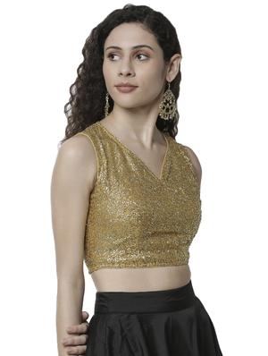 gold satin embroidered blouse - 16979861 - Standard Image - 2
