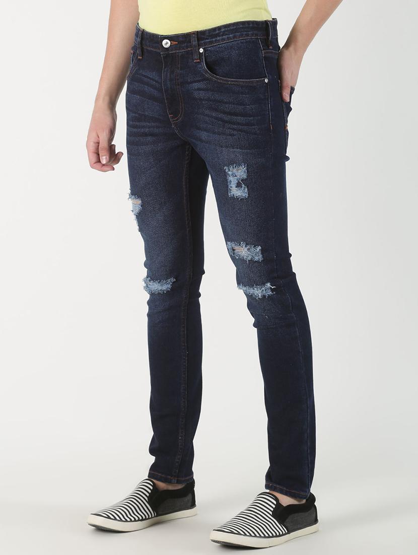 blue light washed distressed denim jeans - 16981189 - Zoom Image - 2
