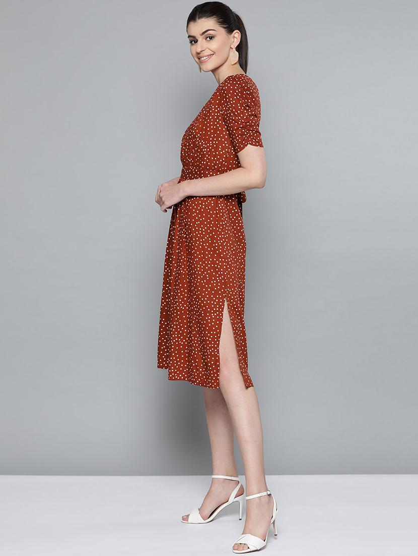 tie back polka dot a-line dress - 16981276 - Zoom Image - 2