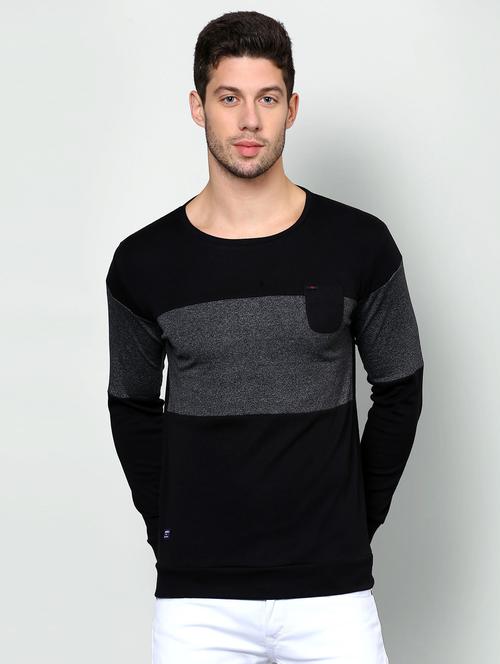 black color block cut & sew pocket t-shirt - 16981737 - Standard Image - 1