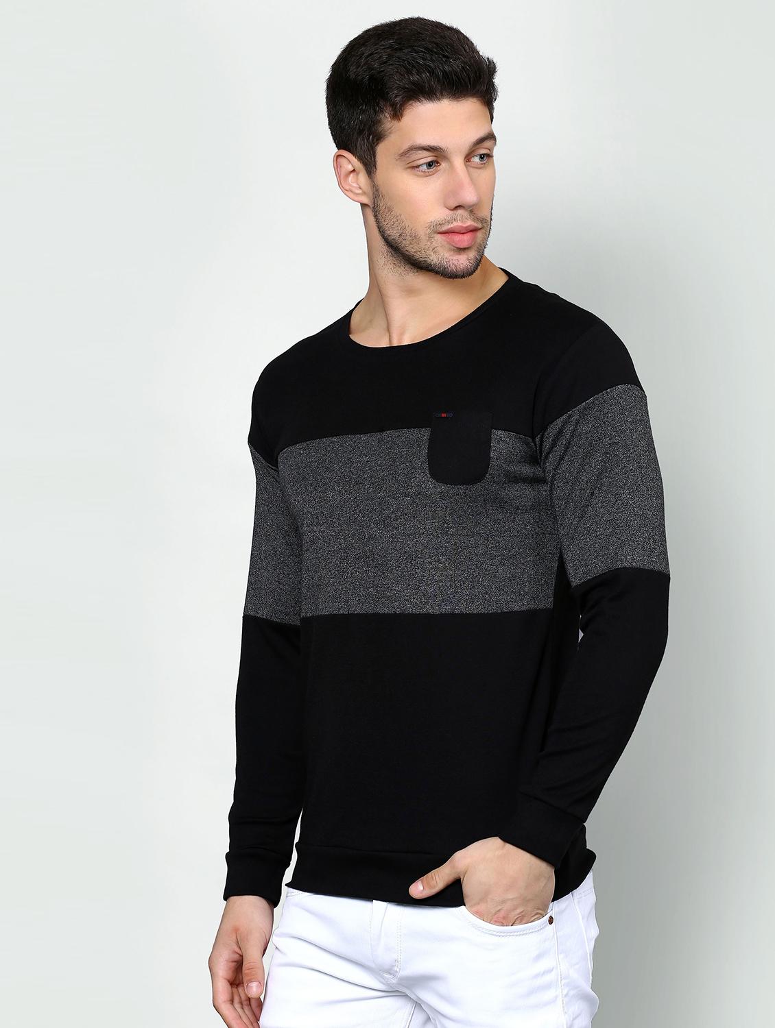 black color block cut & sew pocket t-shirt - 16981737 - Zoom Image - 2