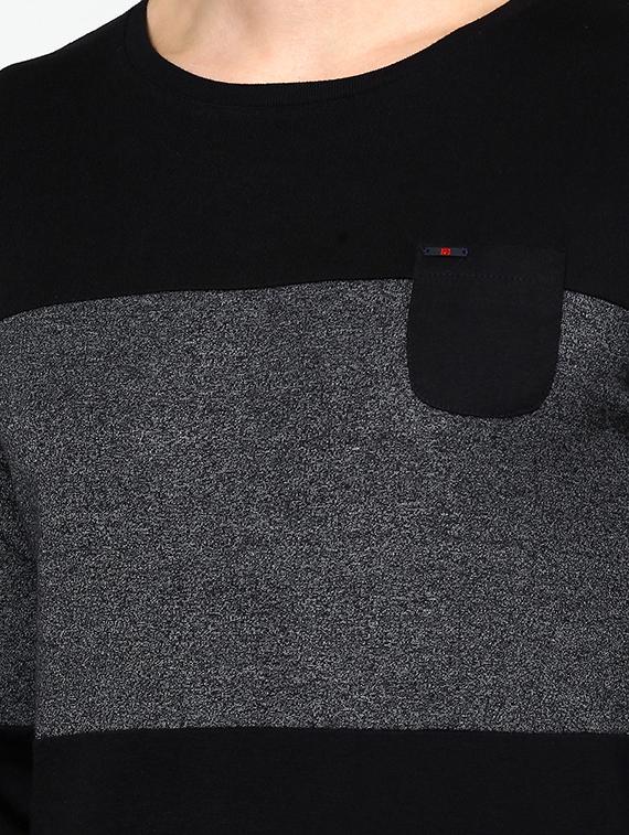 black color block cut & sew pocket t-shirt - 16981737 - Zoom Image - 5