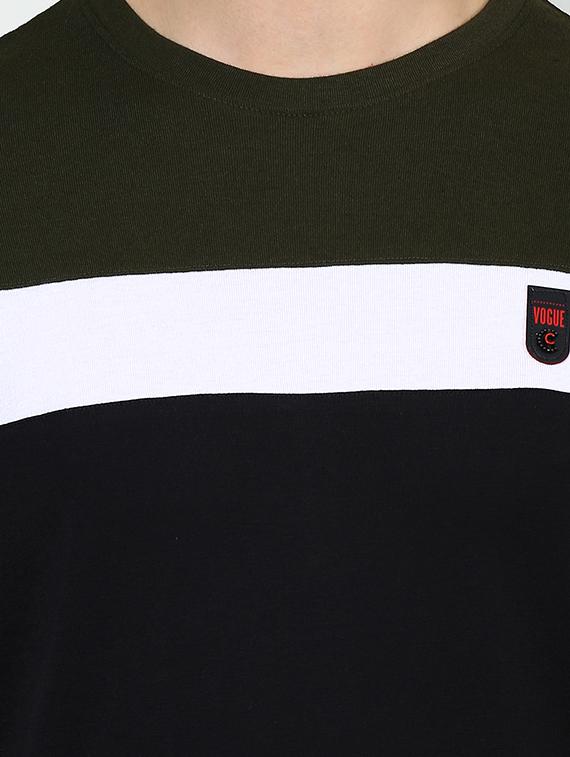 olive green color block cut & sew t-shirt - 16981761 - Zoom Image - 5