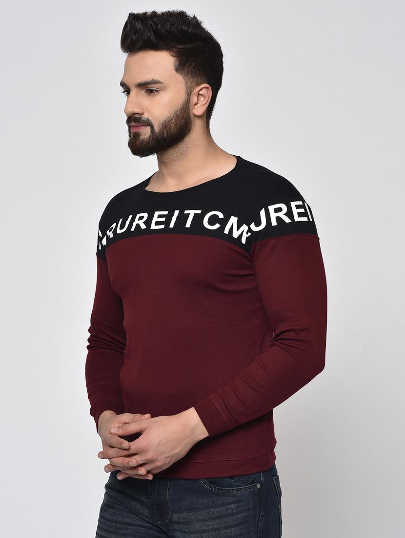 maroon typographic cut & sew t-shirt - 16981794 - Zoom Image - 2