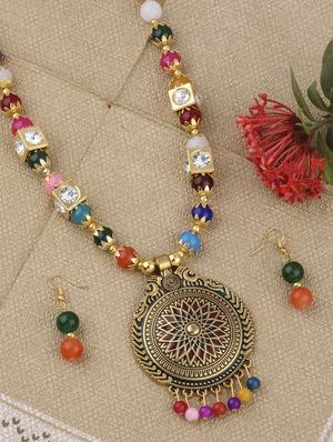 multi colored metal long necklace - 16983962 - Standard Image - 2