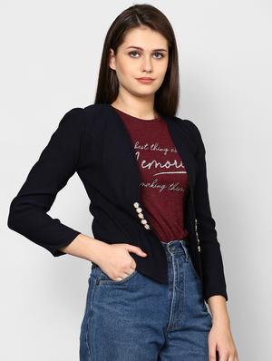 metallic button detail blazer - 16985176 - Standard Image - 2