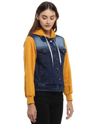 contrast detail denim jacket - 16987150 - Standard Image - 2