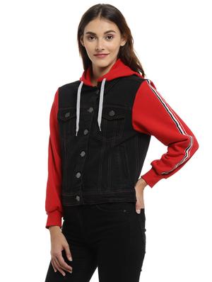 contrast detail denim jacket - 16987151 - Standard Image - 2