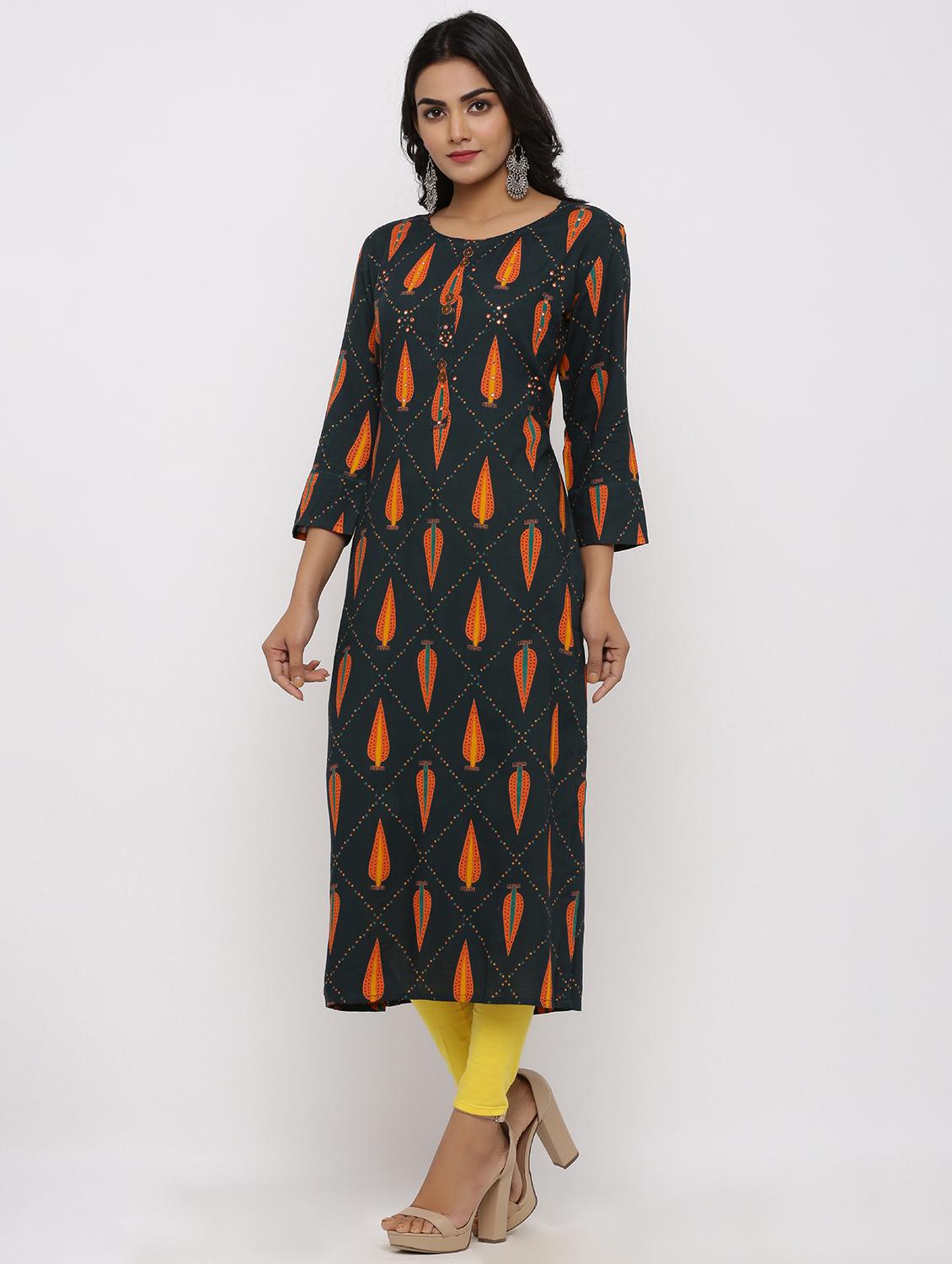 block print straight kurta - 16987202 - Zoom Image - 2