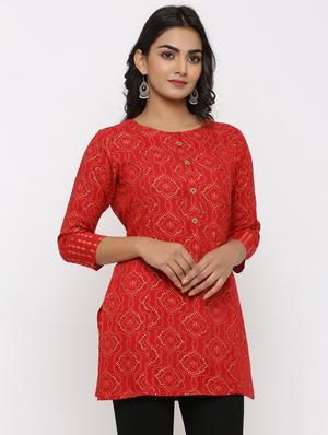 printed straight kurti - 16987278 - Standard Image - 2