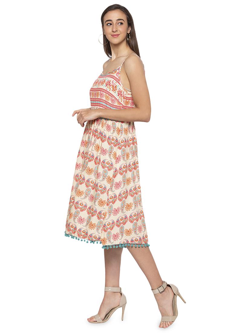 cami neck pom pom hem a-line dress - 16989818 - Zoom Image - 2