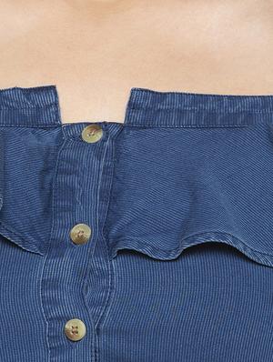 shoulder strap ruffle detail denim top - 16989840 - Standard Image - 5