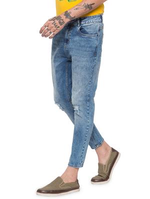 blue stoned washed distressed denim jeans - 16989922 - Standard Image - 2