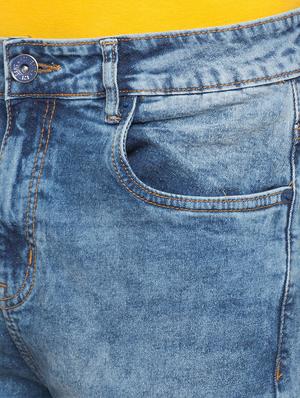 blue stoned washed distressed denim jeans - 16989922 - Standard Image - 5