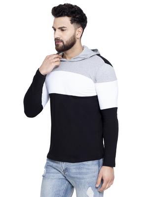 black color block hooded t-shirt - 16990239 - Standard Image - 2