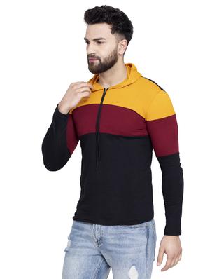 black color block hooded t-shirt - 16990240 - Standard Image - 2