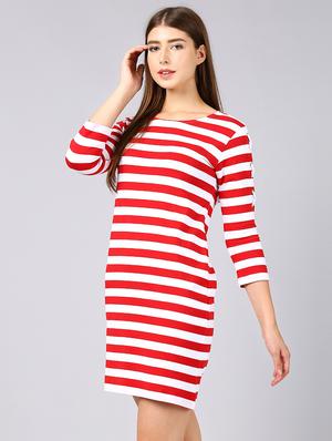 round neck striped sheath dress - 16991264 - Standard Image - 2