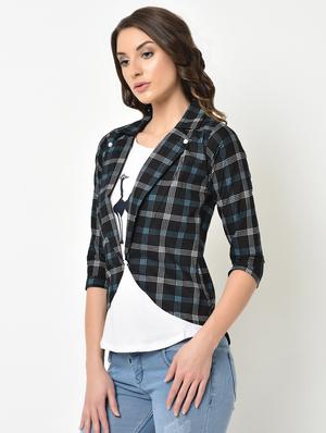 lapel neck checkered blazer - 16991294 - Standard Image - 2