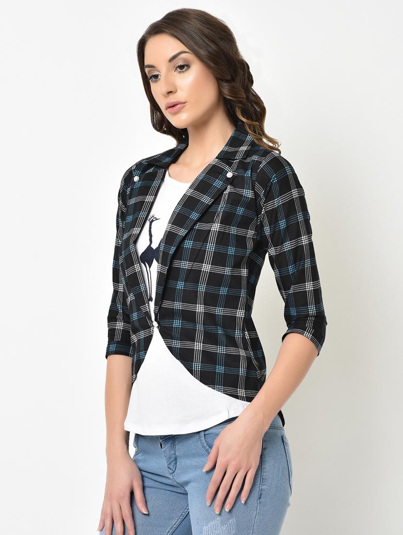 lapel neck checkered blazer - 16991294 - Zoom Image - 2