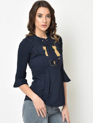 pearl embellished tie knot detail top - 16991422 - Standard Image - 2