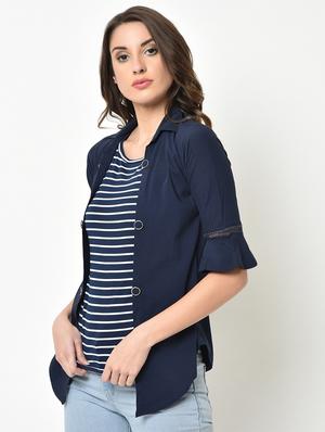 bell sleeved lace insert shirt - 16991589 - Standard Image - 2
