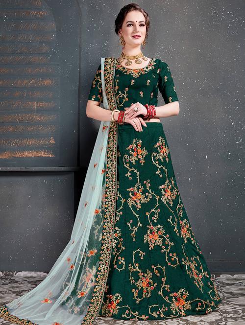 embroidered a-line lehenga - 16992359 - Standard Image - 1