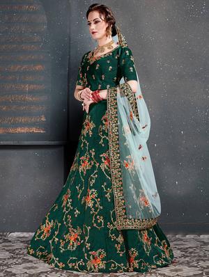 embroidered a-line lehenga - 16992359 - Standard Image - 2