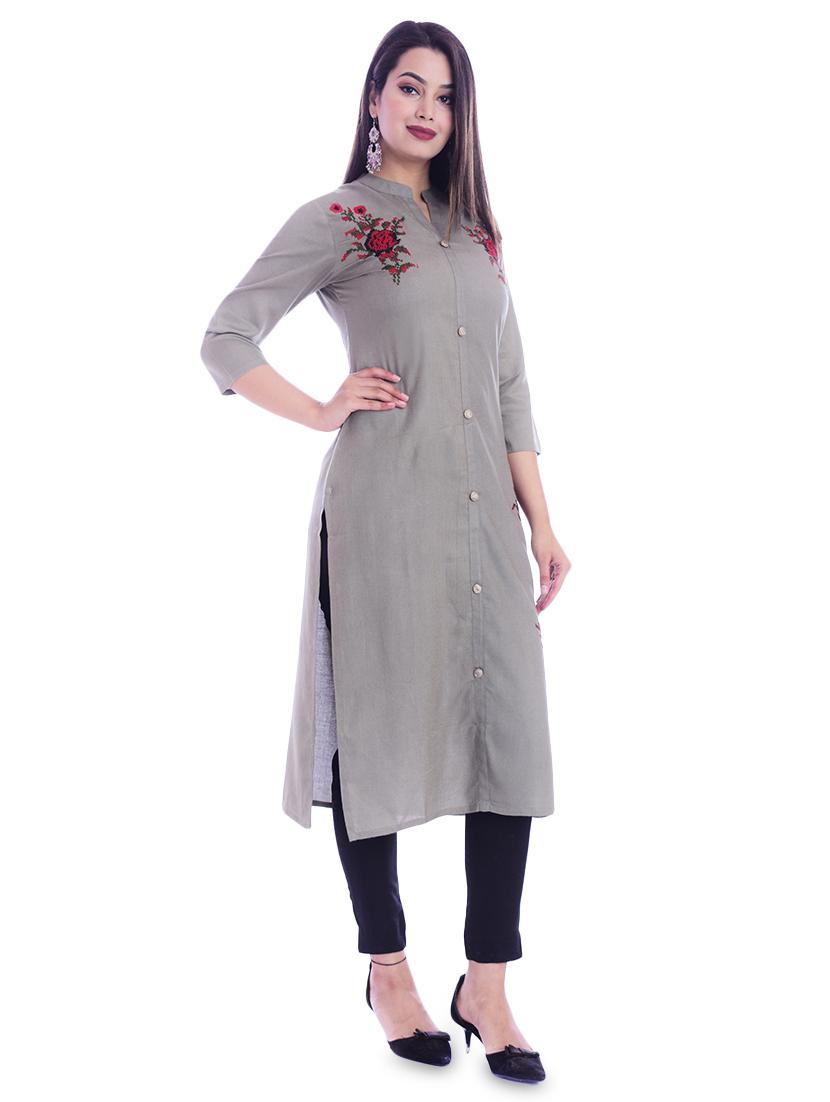 embroidered straight kurta - 16993478 - Zoom Image - 2