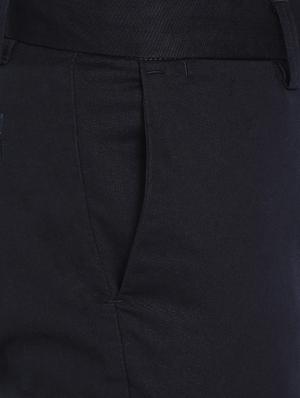 navy blue solid chinos - 16993543 - Standard Image - 5