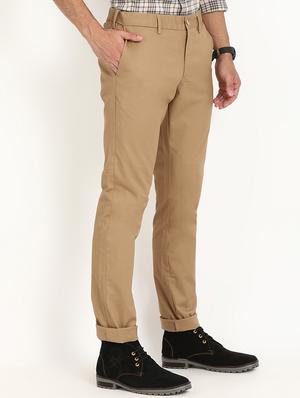 beige solid chinos - 16993555 - Standard Image - 2