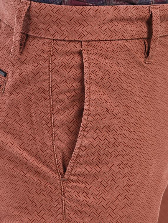 red printed flat front casual trouser - 16993576 - Zoom Image - 5